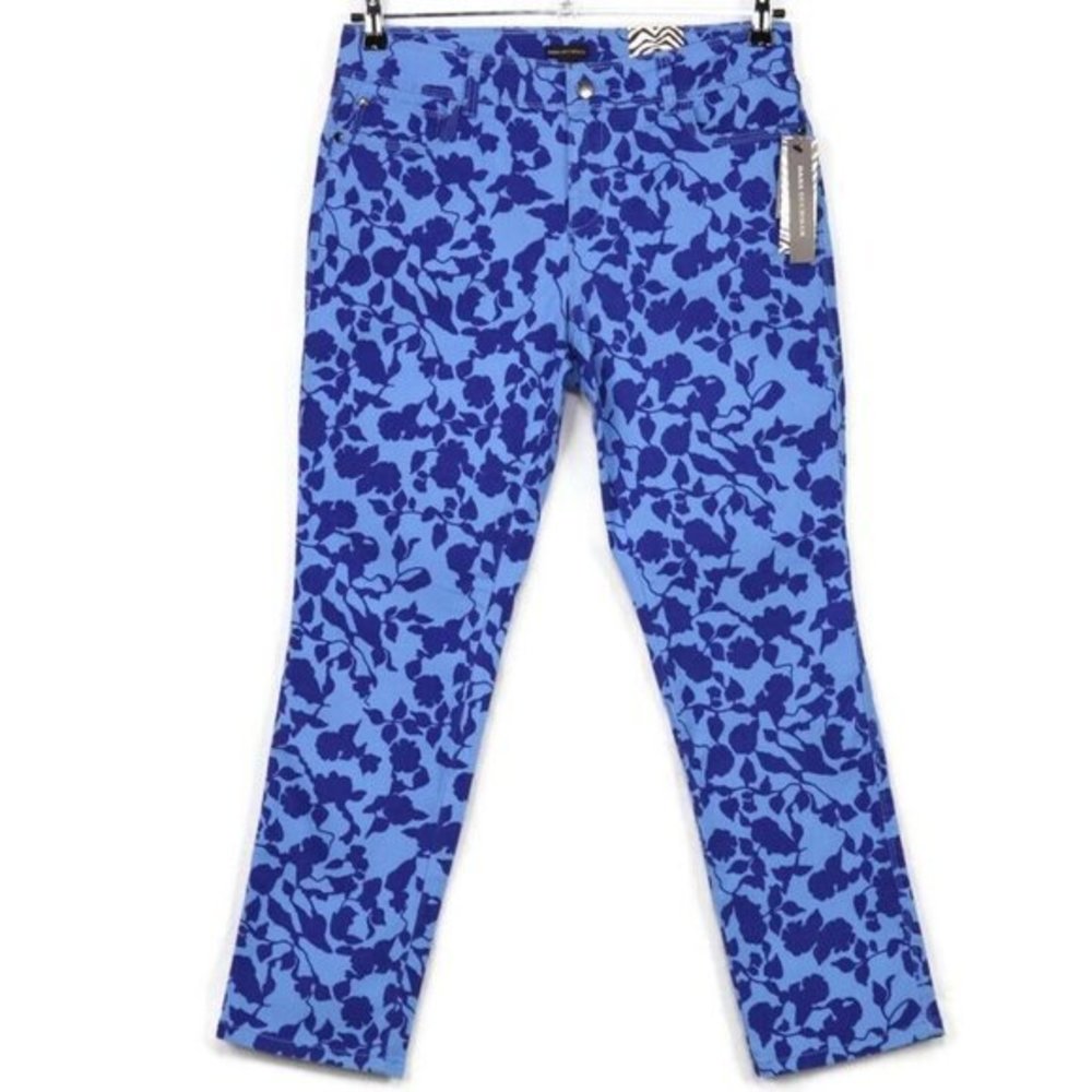 Dana Buchman Skinny Slim Jeans‎ Blue Floral Stretch 8 Short